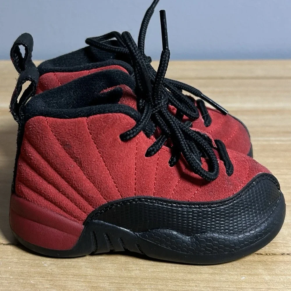 Nike Air Jordan 12 Retro Toddler Red Black TD Reverse Flu Game High Top Sneakers